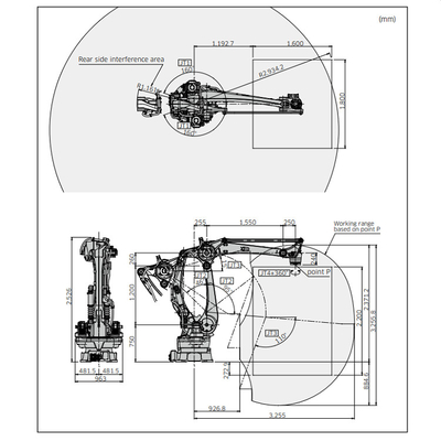 Kawasaki Robot CP180 Cánh tay robot 6 trục 180KG Tải trọng 3255mm Tiếp cận địa điểm lấy hàng có kẹp