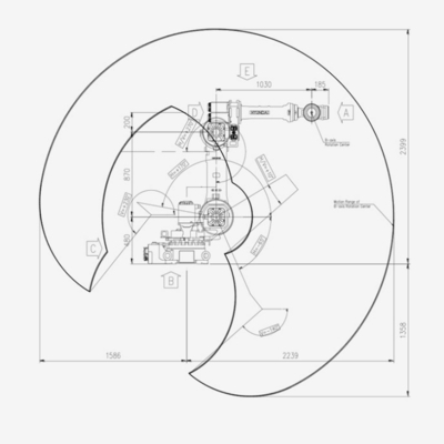 6 trục Hyundai Đóng gói Robot công nghiệp Cánh tay HH050 Hàn với Gripper