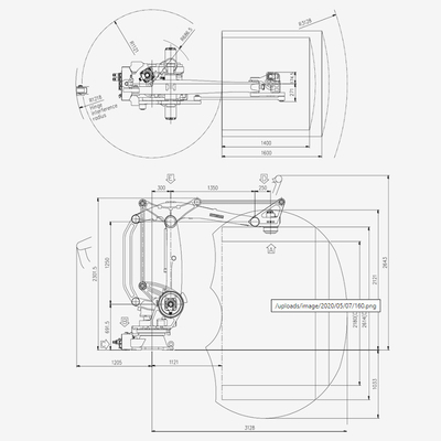 Robot đóng gói Hyundai HP160 Arms 160KG Trọng tải 3128 Tiếp cận với Gripper