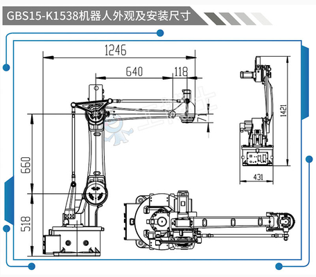 GBS15-K1538 Palletizer Cánh tay robot Trung Quốc Tầm với 1538mm