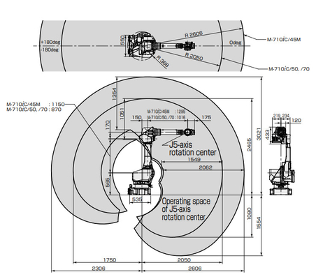 Xử lý tải trọng 45kg Cánh tay rô-bốt Fanuc M-710iC Xử lý và hàn