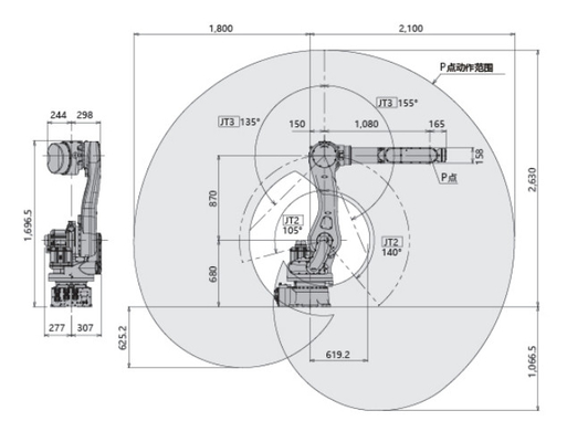 Kawasaki 6 Axis Robot Arm RS080 Với Bộ kẹp để Xử lý Làm trống cho ăn Palletizing