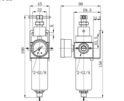 Van khí nén có khả năng chịu 1/4 chạy JHJ Van giảm áp bộ lọc không gỉ cho các ứng dụng khí nén