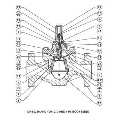 Thanh trượt Trung Quốc được gắn với van điều khiển điều chỉnh LR125 FISHER Bộ điều chỉnh áp suất cho gas