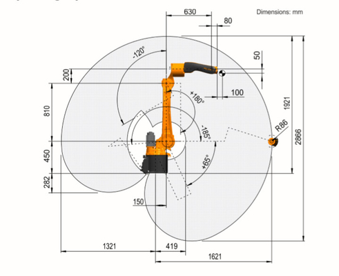 Cánh tay robot công nghiệp 6 trục KR 8 R1620 với máy chà nhám và bộ theo dõi tuyến tính