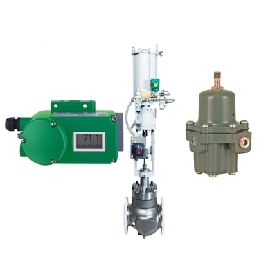 Bộ điều chỉnh bộ lọc Fisher 67CFR với van điều khiển lưu lượng và bộ định vị van Foxboro SRD998