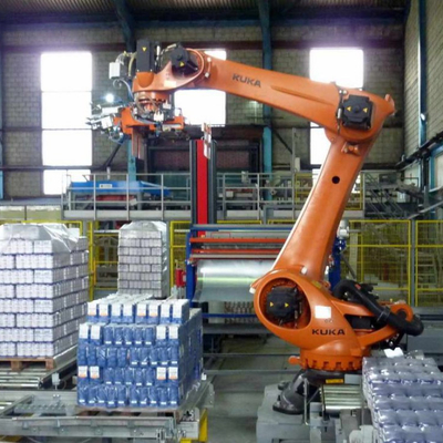 KUKA Palletizing Robot KR 240 R3200 PA Với đường ray hướng dẫn CNGBS như cánh tay robot công nghiệp Palletizer tự động