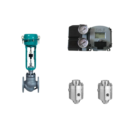 Van điều khiển khí nén với Masoneilan SVI2-21123111 Positioner Và Tescom 26-1100 áp suất điều chỉnh van