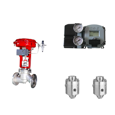 Van điều khiển khí nén với Masoneilan SVI2-21123111 Positioner Và Tescom 26-1100 áp suất điều chỉnh van