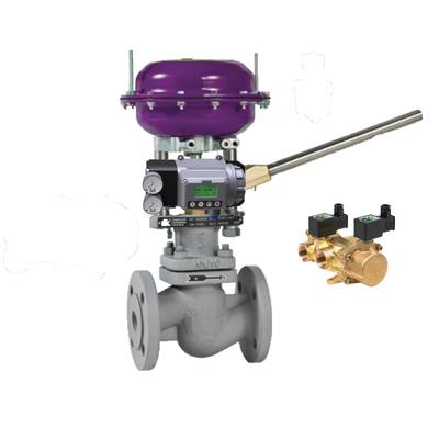 Pneumatic kiểm soát van với Masoneilan SVI3 Positioner và ASCO đồng SOLENOID van loạt 210 để kiểm soát