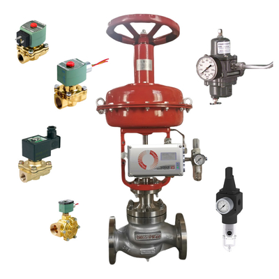 Pneumatic kiểm soát van tuyến tính với Flowserve LOGIX 520MD DIGITAL HART VALVE POSITIONER Và ASCO Solenoid van trong kho
