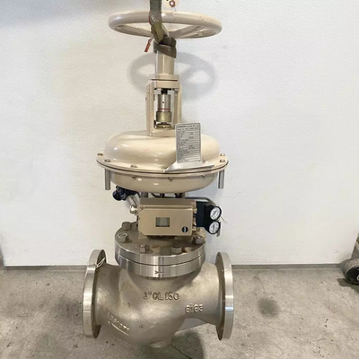 Samson 3241 Ventil điều khiển quả cầu của lớp áp suất ANSI 300 và thép không gỉ cho van với van điện tử ASCO
