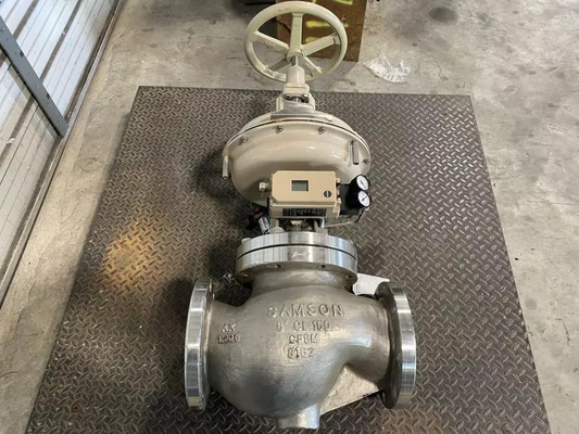 Samson 3241 Ventil điều khiển quả cầu của lớp áp suất ANSI 300 và thép không gỉ cho van với van điện tử ASCO