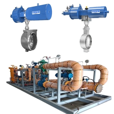 Áp lực và kiểm soát dòng chảy trượt có hệ thống van bướm khí nén Samson 43 cùng với các thiết bị định vị van 3730