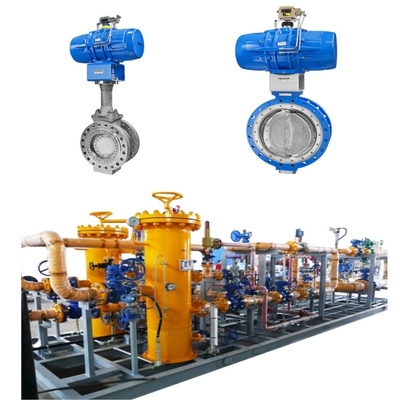 Áp lực và kiểm soát dòng chảy trượt có hệ thống van bướm khí nén Samson 43 cùng với các thiết bị định vị van 3730