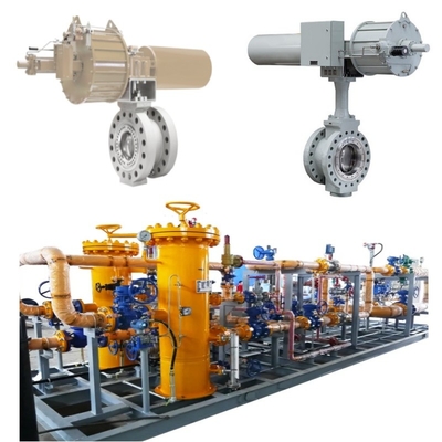 Áp lực và kiểm soát dòng chảy trượt có hệ thống van bướm khí nén Samson 43 cùng với các thiết bị định vị van 3730