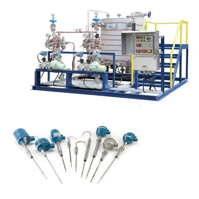 Skid được gắn với cảm biến nhiệt độ Rosemount 214C và EMERSON 148 248 644 648 Transmitter 114C Thermowell