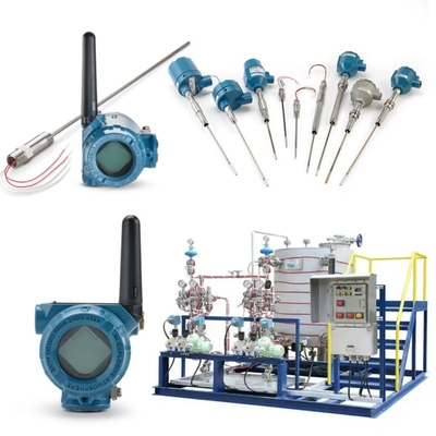 Skid được gắn với cảm biến nhiệt độ Rosemount 214C và EMERSON 148 248 644 648 Transmitter 114C Thermowell