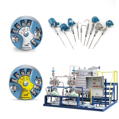 Skid được gắn với cảm biến nhiệt độ Rosemount 214C và EMERSON 148 248 644 648 Transmitter 114C Thermowell