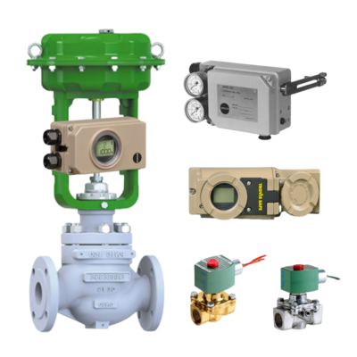 Van điều khiển khí nén màu vàng nhạt và Bộ định vị Samson 3730-3/3731-3 và Van điện từ ASCO