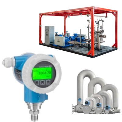 Bộ điều chỉnh giảm áp suất với máy đo dòng chảy xoáy Endress+Hauser Proline Prowirl D 200 và bộ truyền áp Cerabar PMP71B