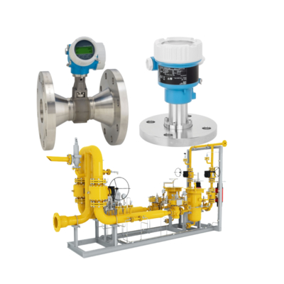 Máy phun khí tự nhiên được trang bị một máy đo lưu lượng Endress+Hauser Proline Prowirl R 200 và bộ truyền áp suất Deltabar PMC51B.