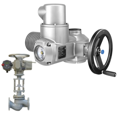 Van hình quả có động cơ với hộp số chuyển động chuyển động một phần AUMA GS và bộ điều khiển điện phổ quát đa vòng SA.