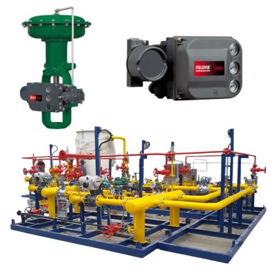 Fisher 657 Pneumatic Control Valve with DVC6200 Digital Controller for On/Off and Throttling Control in Industrial Equipment