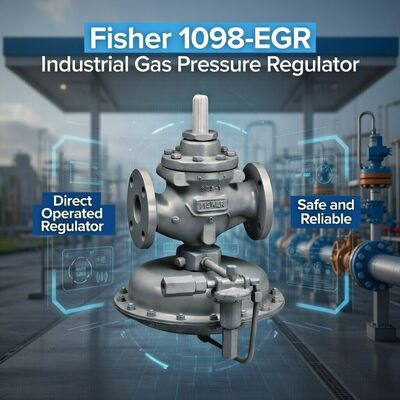 Regulator áp suất khí nạp liệu Fisher 1098-EGR hoạt động bằng van dẫn với áp suất đầu vào tối đa 1500 psig