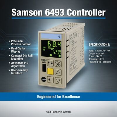 Đơn vị điều khiển quy trình Samson Samson Controller 6493 Bộ điều khiển nhỏ gọn để gắn bảng điều khiển