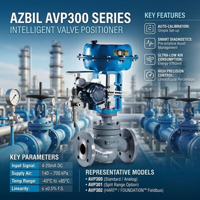 Bộ định vị van kỹ thuật số Azbil AVP307 với giao tiếp HART Đầu vào DC 4-20 mA và vỏ bọc IP65
