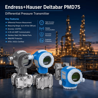 Endress Hauser Deltabar PMD75 4-20 mA HART Cảm biến áp suất chênh lệch thông minh Máy truyền áp suất chênh lệch