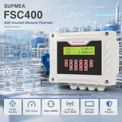 Supmea FSC400 Máy đo lưu lượng siêu âm, Máy đo lưu lượng nước dạng kẹp không xâm lấn, Máy đo lưu lượng công nghiệp