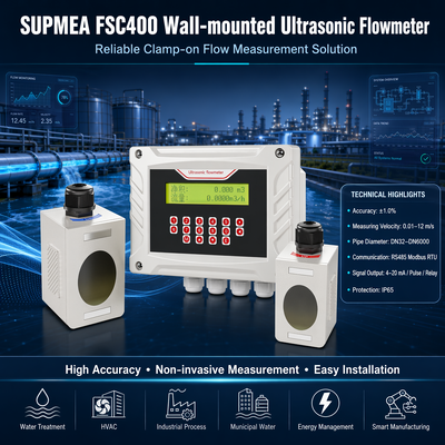 Supmea FSC400 Đồng hồ đo lưu lượng siêu âm gắn tường kẹp thời gian di chuyển đồng hồ đo lưu lượng chất lỏng kỹ thuật số
