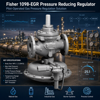 High Quality Fi-sher 1098-EGR Pilot Operated Natural Gas Pressure Reducing Valve Gas Pressure Regulator