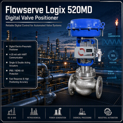 Flowserve Logix 520md 520MD+47-W1D201-GM3-0000 HART kỹ thuật số 4-20mA Valve Positioner Pneumatic Actuator Control Valve
