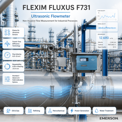FLEXIM FLUXUS F731 Máy đo lưu lượng siêu âm không xâm lấn chính xác cao với hoạt động hai kênh