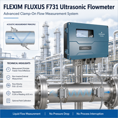 FLEXIM FLUXUS F731 Clamp-On Ultrasonic Flow Meter với đo lưu lượng không xâm nhập và khả năng hai chiều cho phạm vi kích thước ống rộng