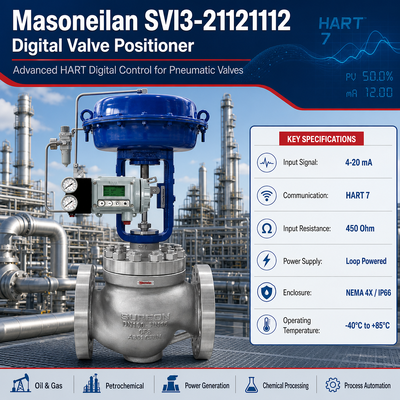 Masoneilan SVI3-21121212 SVI3-21121112 Smart Valve Controller Single Acting HART Pneumatic Actuator Valve Positioner