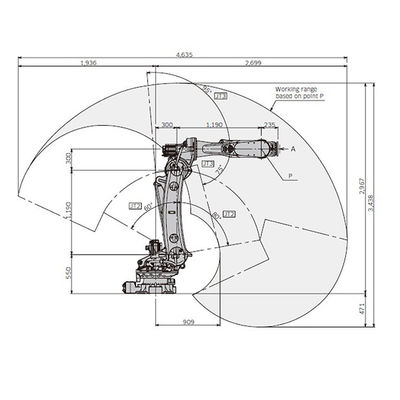 Gắn sàn Trọng tải 210kg Hàn 6 trục Cánh tay robot
