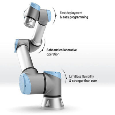Robot cộng tác UR3 với 6 trục và tối đa đạt 550m và tải trọng 3kg đối với robot hàn mig