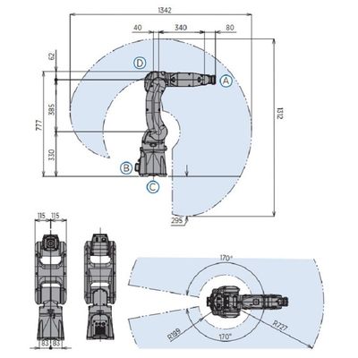 Cánh tay robot 6 trục GP7 cho tải trọng vận chuyển vật liệu 7kg Tầm với 927mm Robot giao vật liệu nhanh và chính xác