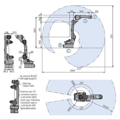 Cánh tay robot 6 trục GP12 Trọng tải 12kg Tầm với 1440mm cho Robot giao vật liệu nhanh và chính xác