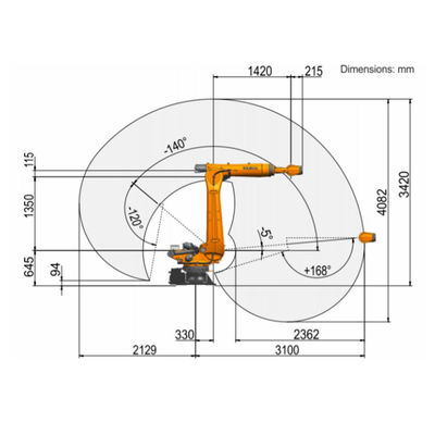 KR 150 R3100-2 6 trục Tải trọng 220kg Tầm với 3100mm Robot sơn 6 trục