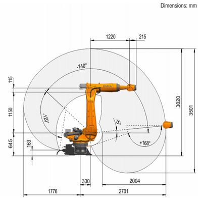 KR 210 R2700-2 F 6 Trục Tải trọng 275kg Tầm với 2701mm Robot xử lý lắp sàn