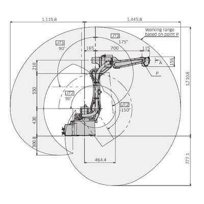 BA006N Dễ dàng quản lý 6 trục Tải trọng 6kg Tầm với 1445mm Robot hàn hồ quang