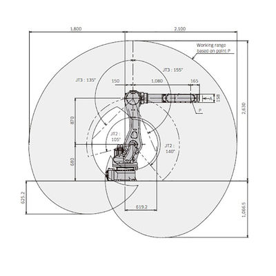 RS050N Trọng tải 50kg Tầm với 2100mm 6 trục Thiết kế nhỏ gọn Robot xử lý tốc độ cao