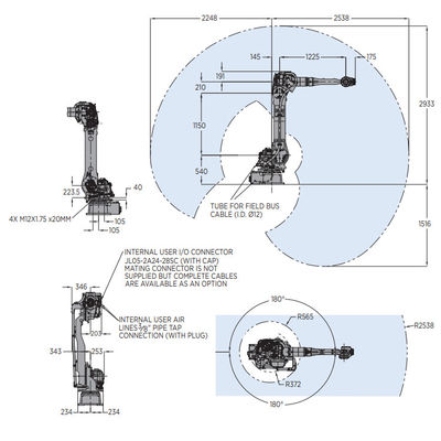 6 Cánh tay robot Aixs GP35L với tải trọng 35KG là thiết bị xử lý vật liệu và robot công nghiệp