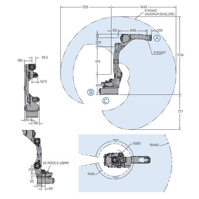 Máy hàn của robot công nghiệp Motoman AR1440 với các máy hàn ARC khác làm robot hàn tự động