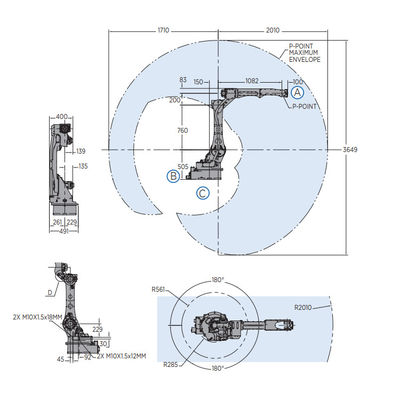 Robot 6 Aixs với tải trọng 12KG 2010MM Tầm với của máy hàn AR2010 với cánh tay robot công nghiệp